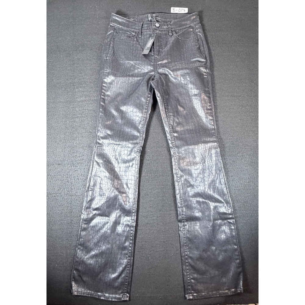 White House Black Market Black Coated Croc High Rise Bootcut Pants 2R 570400551